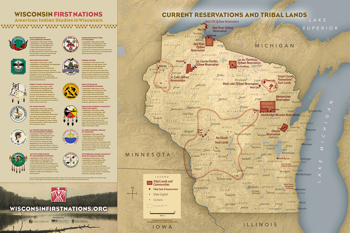Current Reservations and Tribal Lands Map of Wisconsin