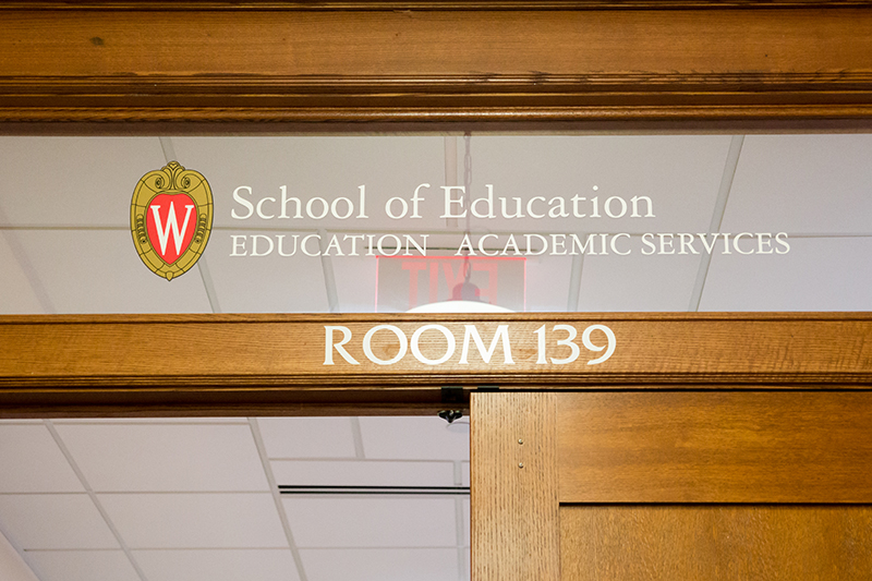 Education Academic Services Door sign reading room 139.